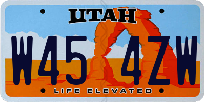 UT license plate W454ZW