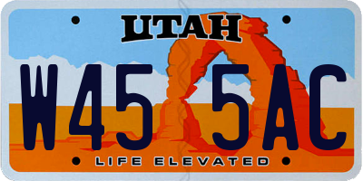 UT license plate W455AC