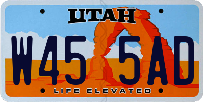 UT license plate W455AD