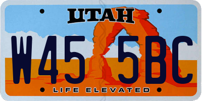 UT license plate W455BC