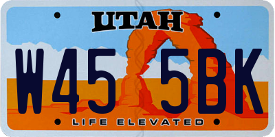 UT license plate W455BK