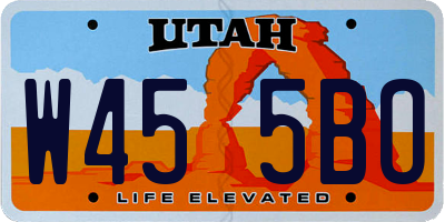 UT license plate W455BO