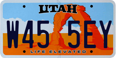 UT license plate W455EY