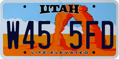UT license plate W455FD