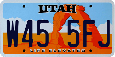UT license plate W455FJ