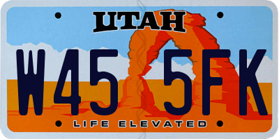 UT license plate W455FK
