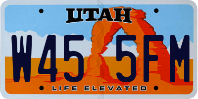 UT license plate W455FM