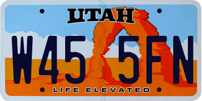 UT license plate W455FN