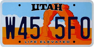 UT license plate W455FO