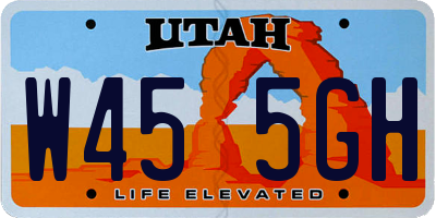 UT license plate W455GH