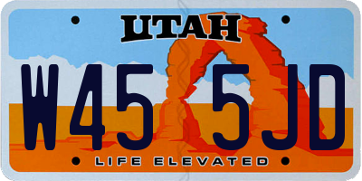 UT license plate W455JD
