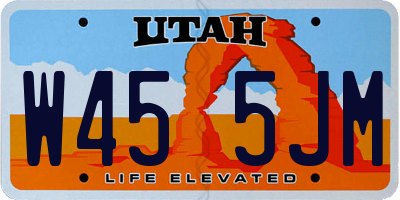 UT license plate W455JM
