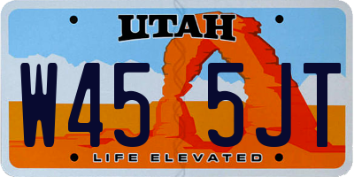 UT license plate W455JT