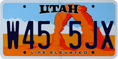 UT license plate W455JX