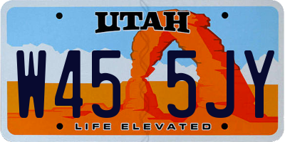 UT license plate W455JY