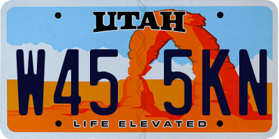 UT license plate W455KN