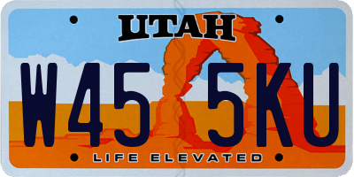 UT license plate W455KU