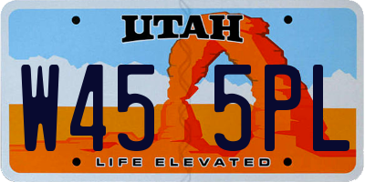 UT license plate W455PL