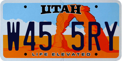 UT license plate W455RY