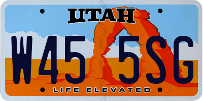 UT license plate W455SG