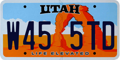 UT license plate W455TD