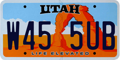 UT license plate W455UB