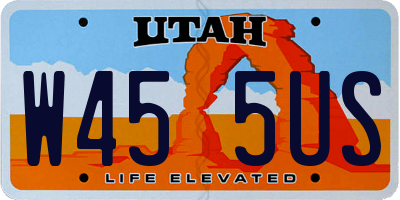 UT license plate W455US