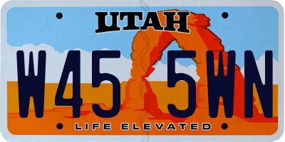 UT license plate W455WN