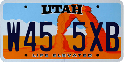 UT license plate W455XB