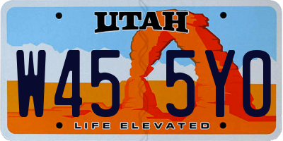 UT license plate W455YO