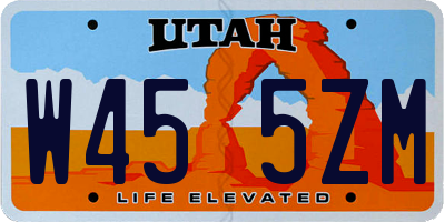 UT license plate W455ZM