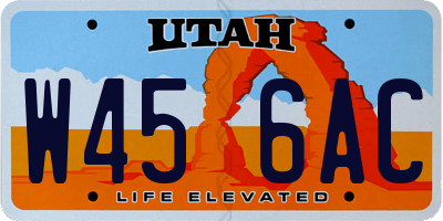 UT license plate W456AC