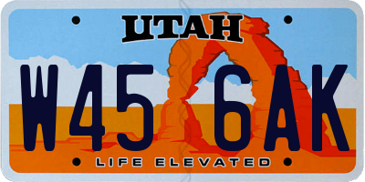 UT license plate W456AK