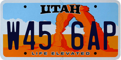 UT license plate W456AP