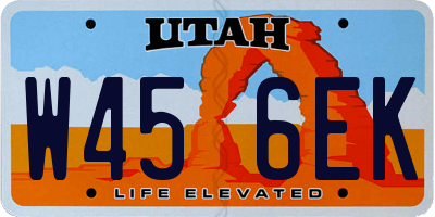 UT license plate W456EK