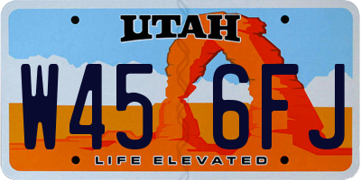 UT license plate W456FJ