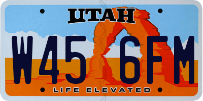 UT license plate W456FM