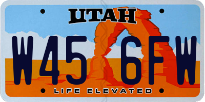 UT license plate W456FW