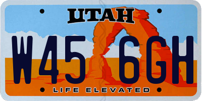 UT license plate W456GH