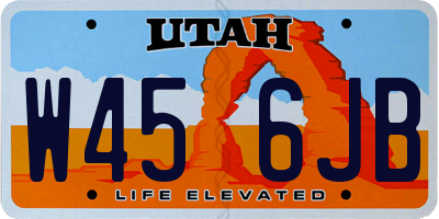 UT license plate W456JB