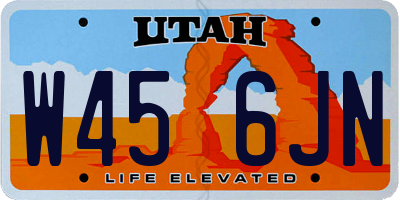 UT license plate W456JN