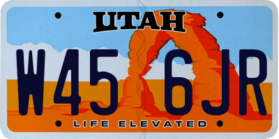 UT license plate W456JR