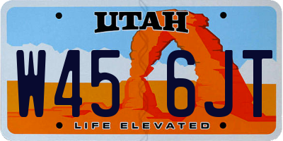 UT license plate W456JT