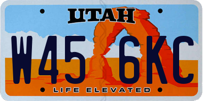 UT license plate W456KC