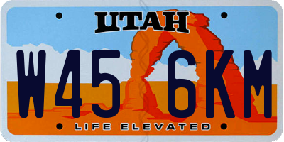 UT license plate W456KM