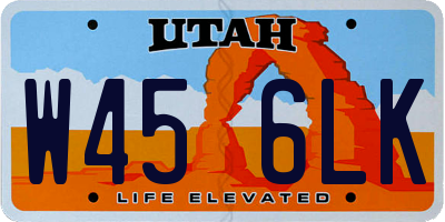 UT license plate W456LK