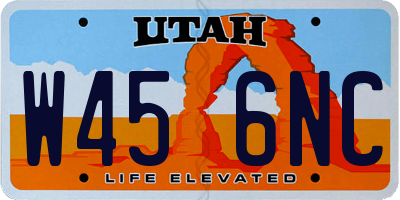 UT license plate W456NC
