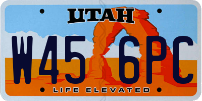 UT license plate W456PC
