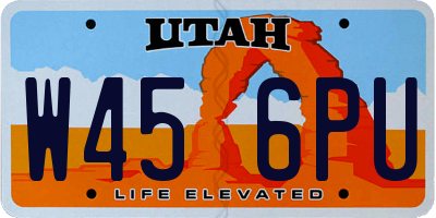 UT license plate W456PU