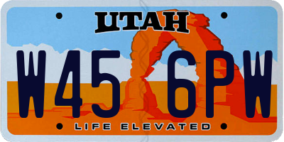 UT license plate W456PW